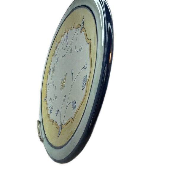 XL Fitz & Floyd Porcelain Oval Platter Embossed Mirabelle Pattern Blue Yellow - Picture 11 of 12